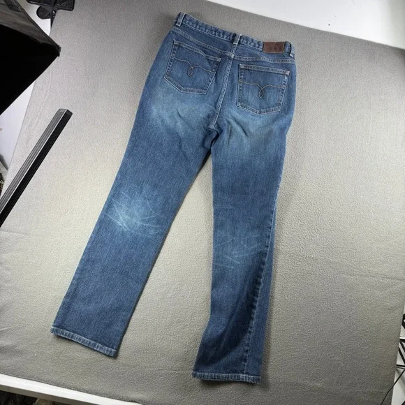 Lauren Ralph Lauren Jeans Women 8 Blue Wash Denim‎ Straight Leg Y2K Fade - Picture 3 of 13